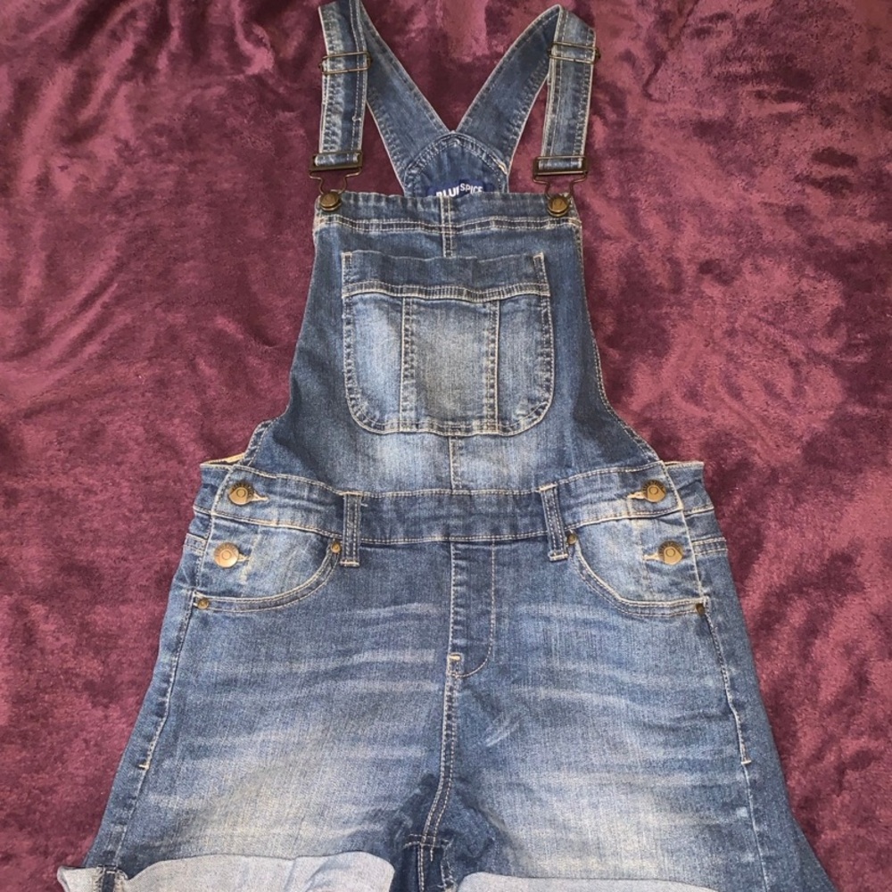Blue Spice Denim Overalls with Brass Buckle